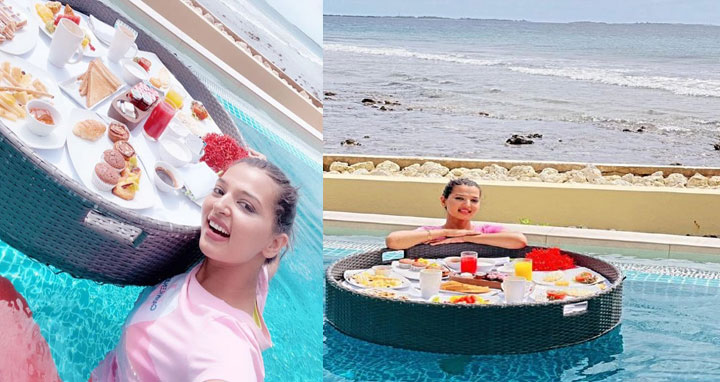 মালদ্বীপে অভিনেত্রী বর্ষার ভাসমান নাশতা