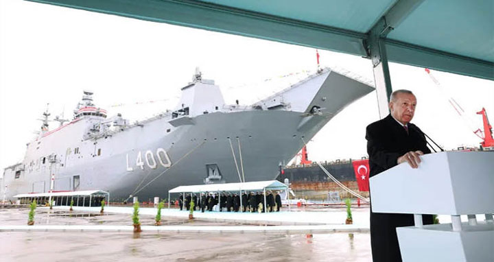 ড্রোনবাহী যুদ্ধজাহাজ উদ্বোধন করলেন এরদোগান