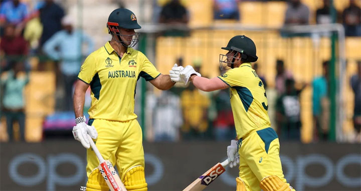 ওয়ার্নার-মার্শের সেঞ্চুরিতে বড় সংগ্রহের দিকে এগোচ্ছে অস্ট্রেলিয়া