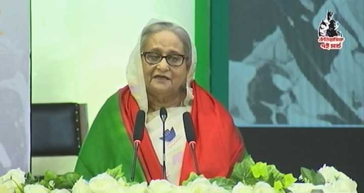৭ মার্চের ভাষণ মুক্তিযুদ্ধে বিজয় এনে দিয়েছে : প্রধানমন্ত্রী