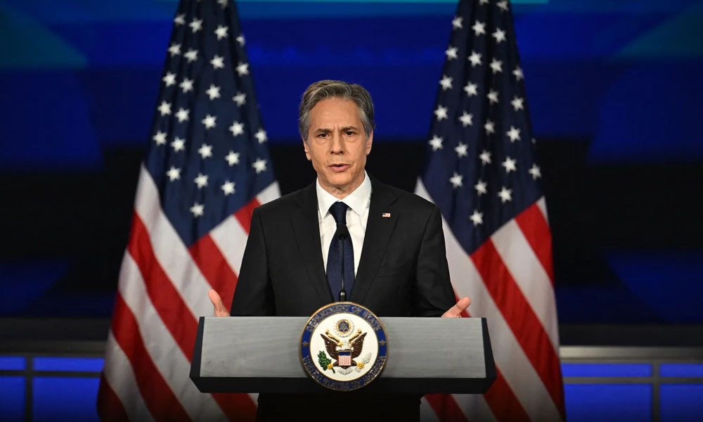 ব্লিনকেনের বিদায়ি সংবাদ সম্মেলনে ইসরায়েলকে সমর্থন করায় হট্টগোল