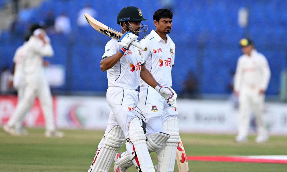 সাদমানের সেঞ্চুরিতে দুর্দান্ত শুরুর পরেও অস্বস্তিতে দিন শেষ বাংলাদেশের