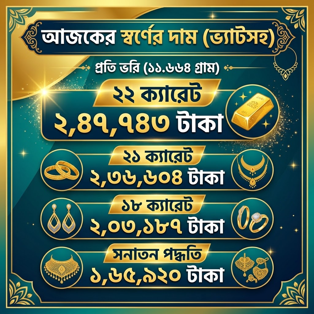 দেশের বাজারে আজ যে দামে বিক্রি হচ্ছে স্বর্ণ